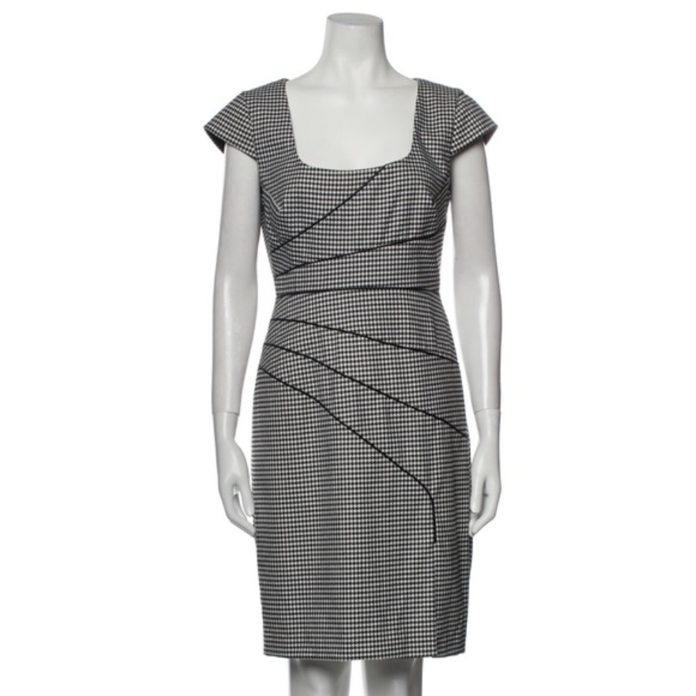 Black Halo Sorel houndstooth square neckline cap sleeve sheath dress 6 - Picture 1 of 5